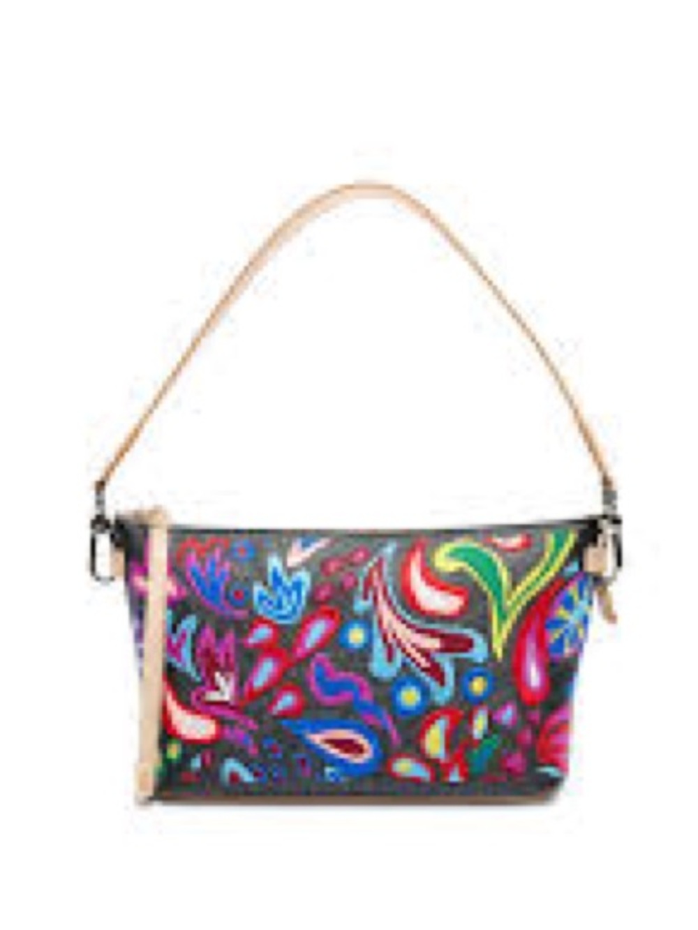 Consuela Sophie Pouch Floral Pattern Shoulder Bag in Black and Tan small - Picture 3 of 13